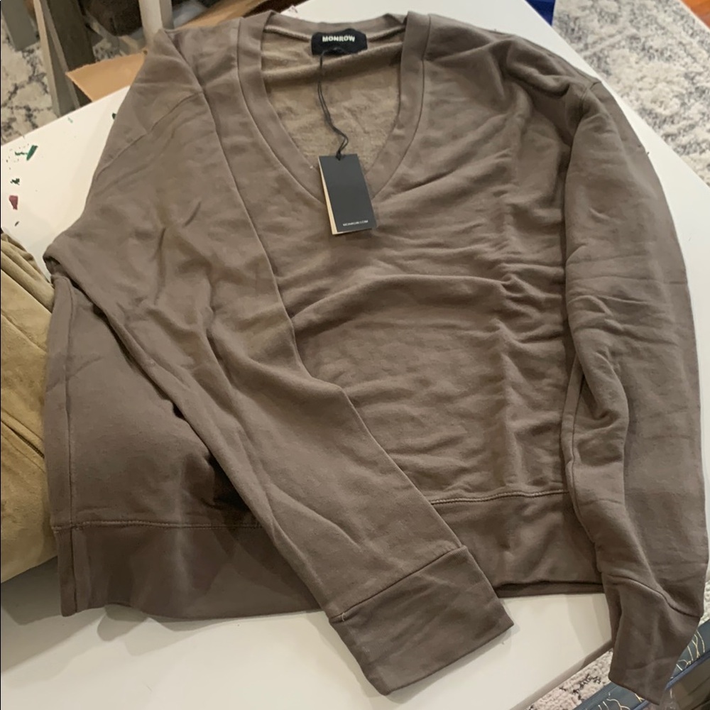 Monrow Brown V-Neck Sweater